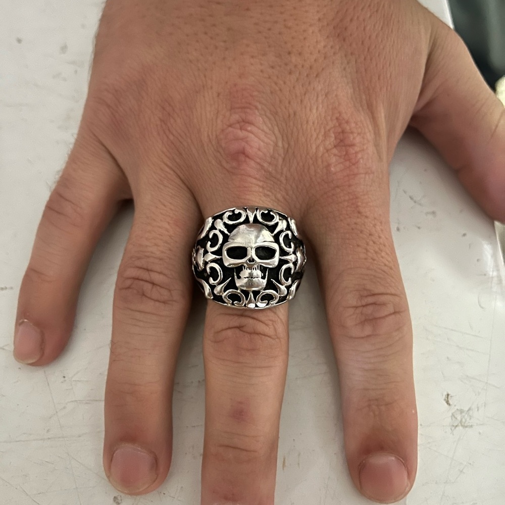 Stainless Steel Biker Skull Ring Size 13